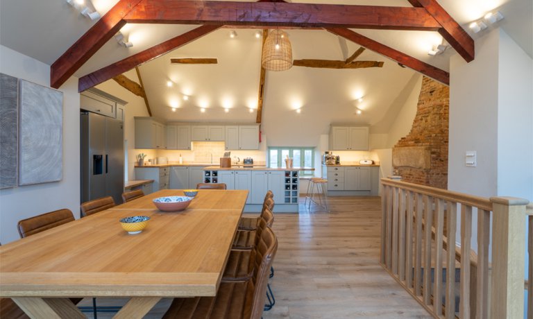 Open plan kitchen and dining area