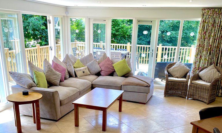 Living space with patio doors