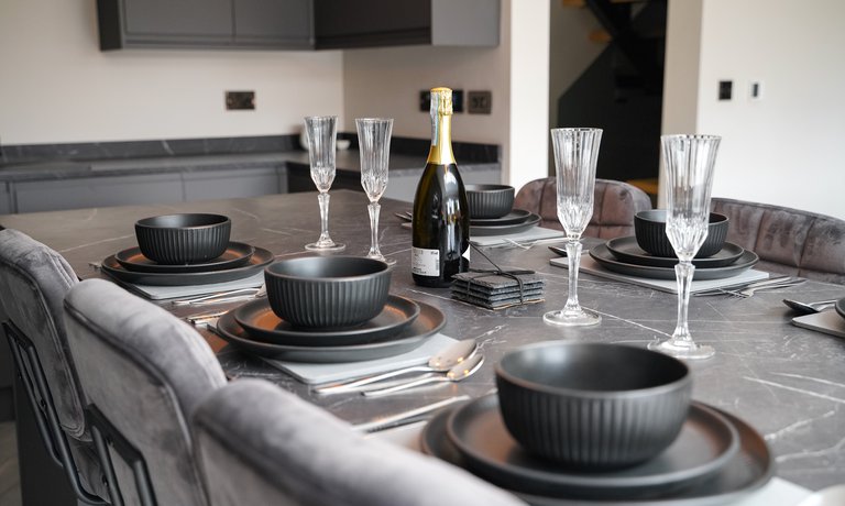 Dining table with wine fridge