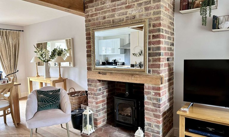 Living room with wood burner