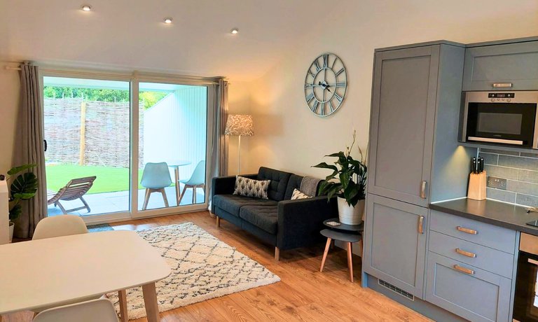 Open plan living, dining and kitchen