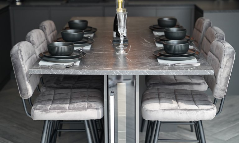 Dining table with wine fridge