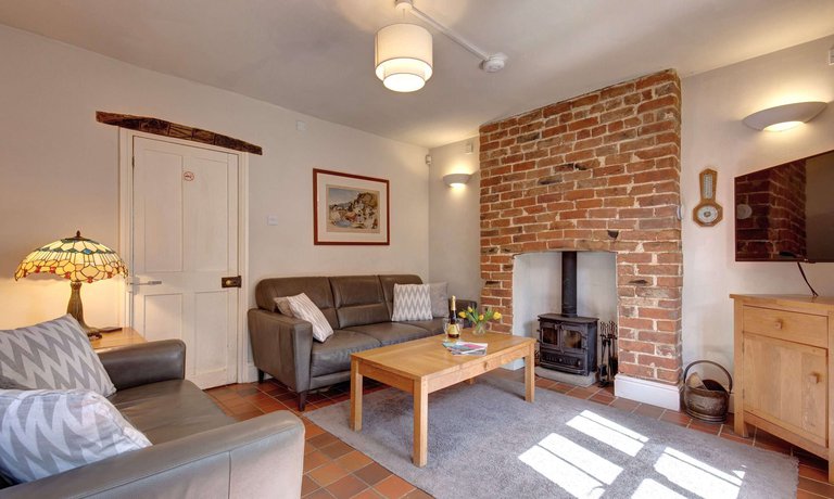 Living room with wood burner