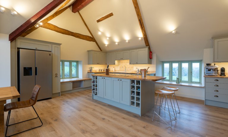 Open plan kitchen and dining area
